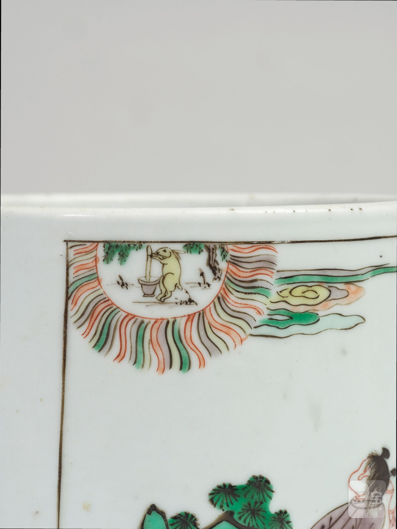 清康熙 五彩人物圖筆筒 | PORTE-PINCEAUX EN PORCELAINE DE LA FAMILLE VERTE, BITONG - 图5